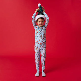 Bamboo Long Sleeve Pajama Set - Christmasville Posh Peanut Size: 2T
