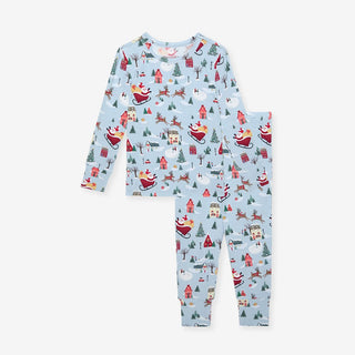 Bamboo Long Sleeve Pajama Set - Christmasville Posh Peanut Size: 2T