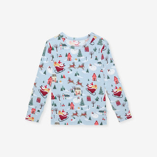 Bamboo Long Sleeve Pajama Set - Christmasville Posh Peanut Size: 2T