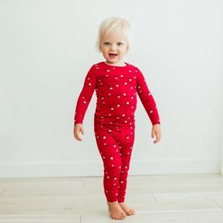 Bamboo Long Sleeve Pajama Set - Crimson Holiday Lights KicKee Pants Size: 4T
