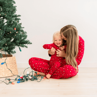 Bamboo Long Sleeve Pajama Set - Crimson Holiday Lights KicKee Pants Size: 4T