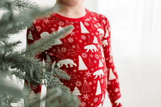 Bamboo Long Sleeve Pajama Set - Crimson Polar Bear