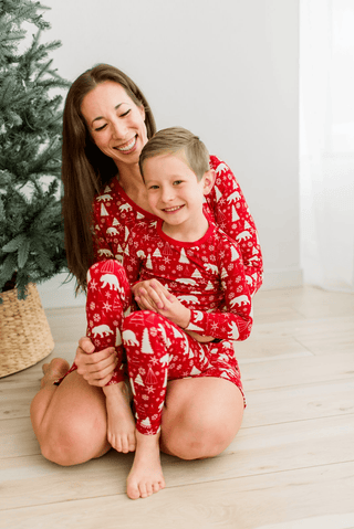 Bamboo Long Sleeve Pajama Set - Crimson Polar Bear