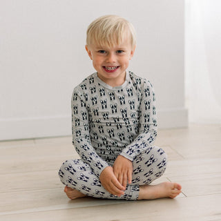 Bamboo Long Sleeve Pajama Set - Dove Bulldogs KicKee Pants Size: 2T