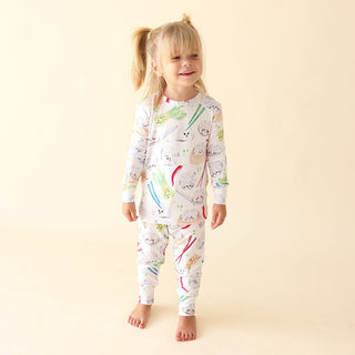 Bamboo Long Sleeve Pajama Set - Dumplings Posh Peanut Size: 3T-4T