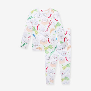 Bamboo Long Sleeve Pajama Set - Dumplings Posh Peanut Size: 3T-4T