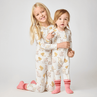 Bamboo Long Sleeve Pajama Set - Easter Friends Pink Chicken Size: 2T