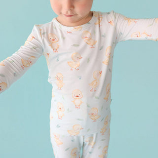 Bamboo Long Sleeve Pajama Set - Edwin (Chicks) Posh Peanut Size: 3T-4T