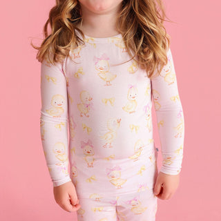 Bamboo Long Sleeve Pajama Set - Edwina (Chicks) Posh Peanut Size: 3T-4T