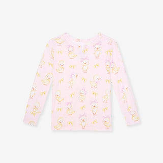 Bamboo Long Sleeve Pajama Set - Edwina (Chicks) Posh Peanut Size: 3T-4T