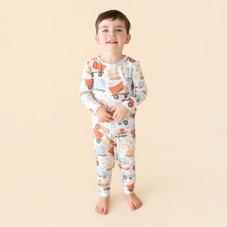 Bamboo Long Sleeve Pajama Set - Emmett (Construction Vehicles) Posh Peanut Size: 3T-4T