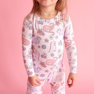 Bamboo Long Sleeve Pajama Set - Erica (Dinosaurs) Posh Peanut Size: 3T-4T
