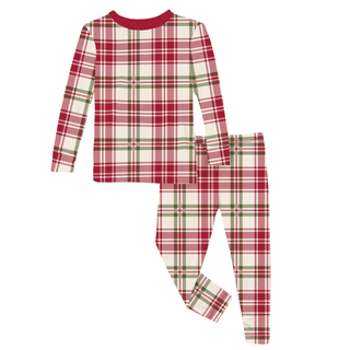 Bamboo Long Sleeve Pajama Set - Fireside Plaid KicKee Pants Size: 2T
