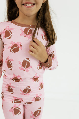 Bamboo Long Sleeve Pajama Set - Game Day Bows