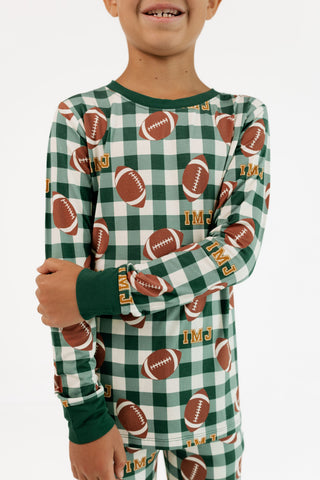 Bamboo Long Sleeve Pajama Set - Game Day Gingham