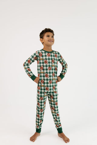 Bamboo Long Sleeve Pajama Set - Game Day Gingham