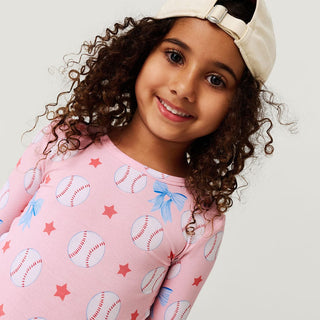 Bamboo Long Sleeve Pajama Set - Gina (Baseballs) Posh Peanut Size: 3T-4T