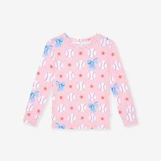Bamboo Long Sleeve Pajama Set - Gina (Baseballs) Posh Peanut Size: 3T-4T