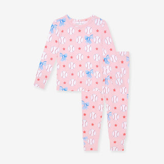 Bamboo Long Sleeve Pajama Set - Gina (Baseballs) Posh Peanut Size: 3T-4T
