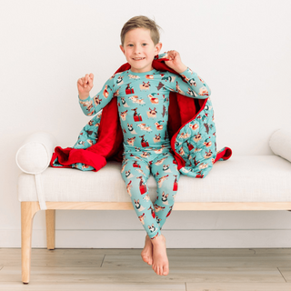 Bamboo Long Sleeve Pajama Set - Glacier Christmas Dogs