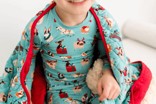 Bamboo Long Sleeve Pajama Set - Glacier Christmas Dogs