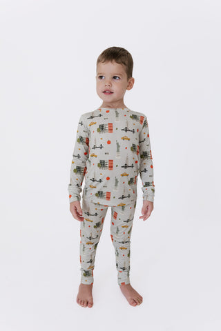 Bamboo Long Sleeve Pajama Set - Gray Big Apple Dreams