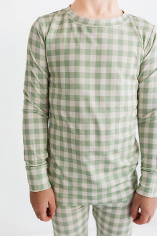 Bamboo Long Sleeve Pajama Set - Green Gingham In My Jammers Size: 3T