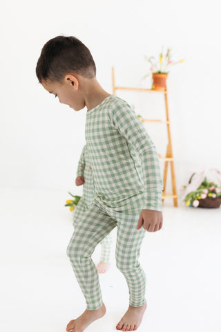Bamboo Long Sleeve Pajama Set - Green Gingham In My Jammers Size: 3T