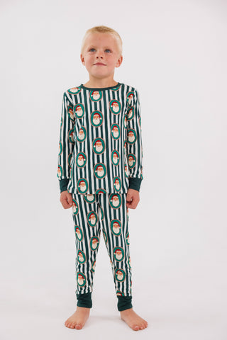 Bamboo Long Sleeve Pajama Set - Green Santa Claus Lane