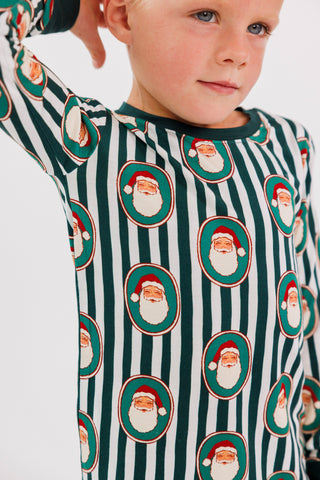 Bamboo Long Sleeve Pajama Set - Green Santa Claus Lane