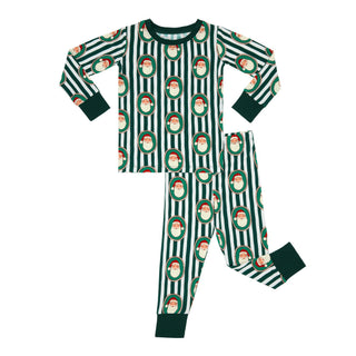 Bamboo Long Sleeve Pajama Set - Green Santa Claus Lane