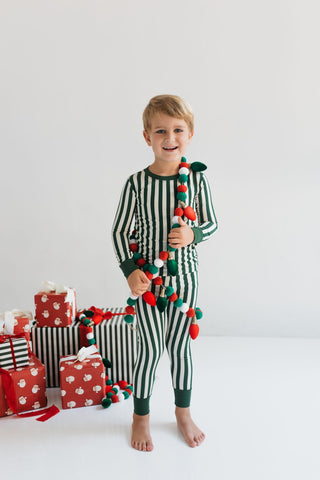 Bamboo Long Sleeve Pajama Set - Green Stripe In My Jammers Size: 3T