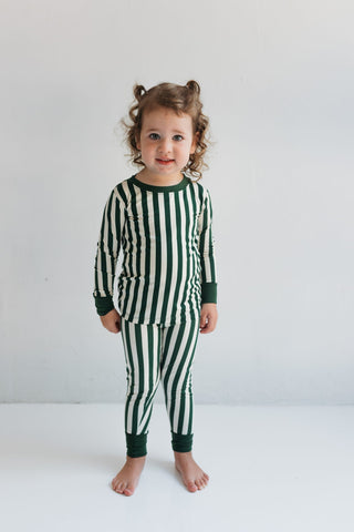 Bamboo Long Sleeve Pajama Set - Green Stripe In My Jammers Size: 3T