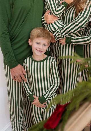 Bamboo Long Sleeve Pajama Set - Green Stripe In My Jammers Size: 3T