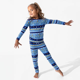 Bamboo Long Sleeve Pajama Set - Hanukkah Fair Isle Bellabu Bear Size: 3T