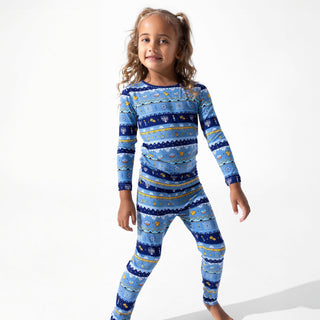 Bamboo Long Sleeve Pajama Set - Hanukkah Fair Isle Bellabu Bear Size: 3T
