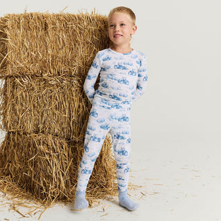 Bamboo Long Sleeve Pajama Set - Hudson (Tractor) Posh Peanut Size: 3T-4T