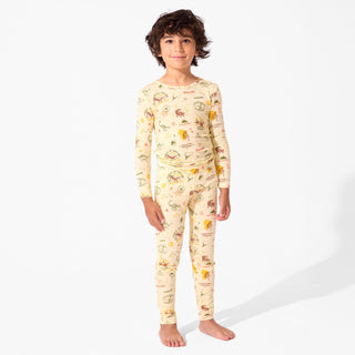 Bamboo Long Sleeve Pajama Set - Jurassic Park Beige Bellabu Bear Size: 4T