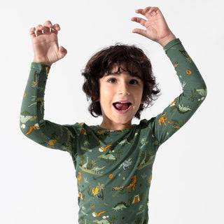 Bamboo Long Sleeve Pajama Set - Jurassic Park Core Bellabu Bear Size: 4T