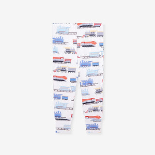 Bamboo Long Sleeve Pajama Set - Landon (Trains) Posh Peanut Size: 3T-4T