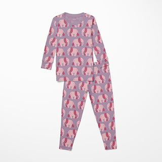 Bamboo Long Sleeve Pajama Set - Lavender Pink Elephants