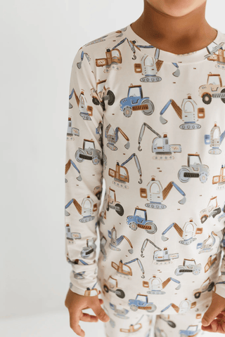 Bamboo Long Sleeve Pajama Set - Little Excavator In My Jammers Size: 3T