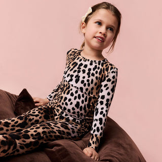 Bamboo Long Sleeve Pajama Set - Loretta Leopard Posh Peanut