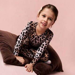 Bamboo Long Sleeve Pajama Set - Loretta Leopard Posh Peanut