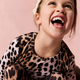Bamboo Long Sleeve Pajama Set - Loretta Leopard Posh Peanut