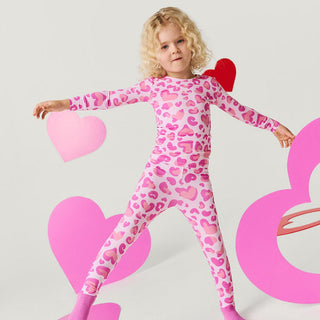 Bamboo Long Sleeve Pajama Set - Love Leopard Posh Peanut Size: 3T-4T