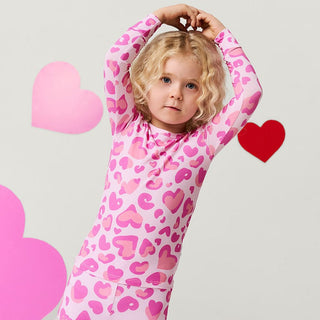 Bamboo Long Sleeve Pajama Set - Love Leopard Posh Peanut Size: 3T-4T