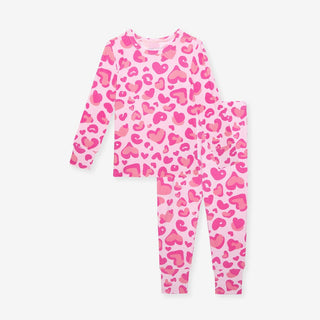 Bamboo Long Sleeve Pajama Set - Love Leopard Posh Peanut Size: 3T-4T