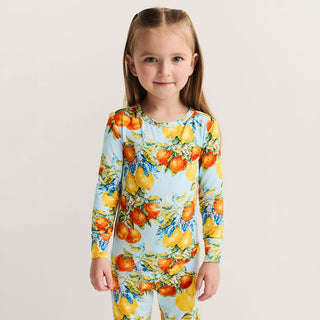 Bamboo Long Sleeve Pajama Set - Lucia (Citrus) Posh Peanut