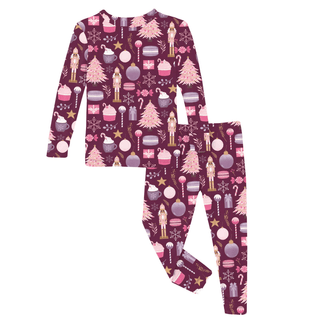 Bamboo Long Sleeve Pajama Set - Melody Sugar Plum KicKee Pants Size: 2T